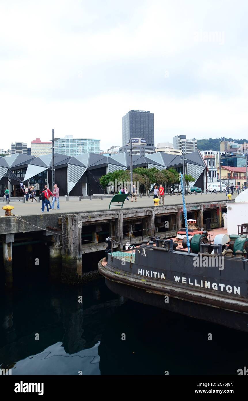 Downtown Wellington City waterfront view in the capital of New Zealand Stock Photo