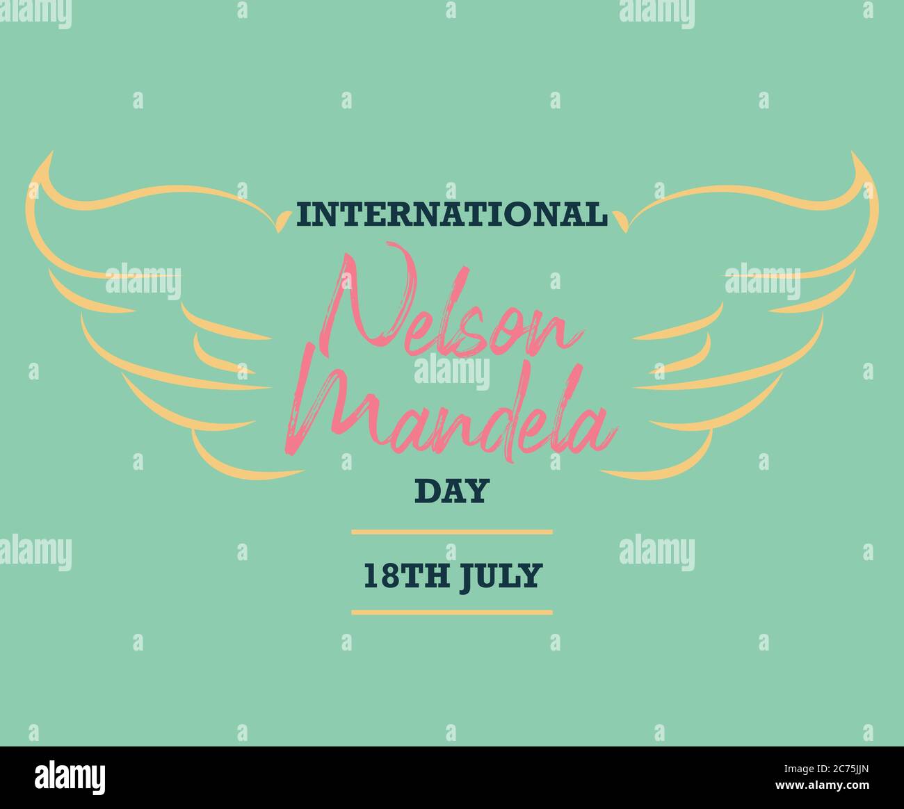 Nelson Mandela Day, dove bird wings symbol of peace, poster illustration vector Stock Vector