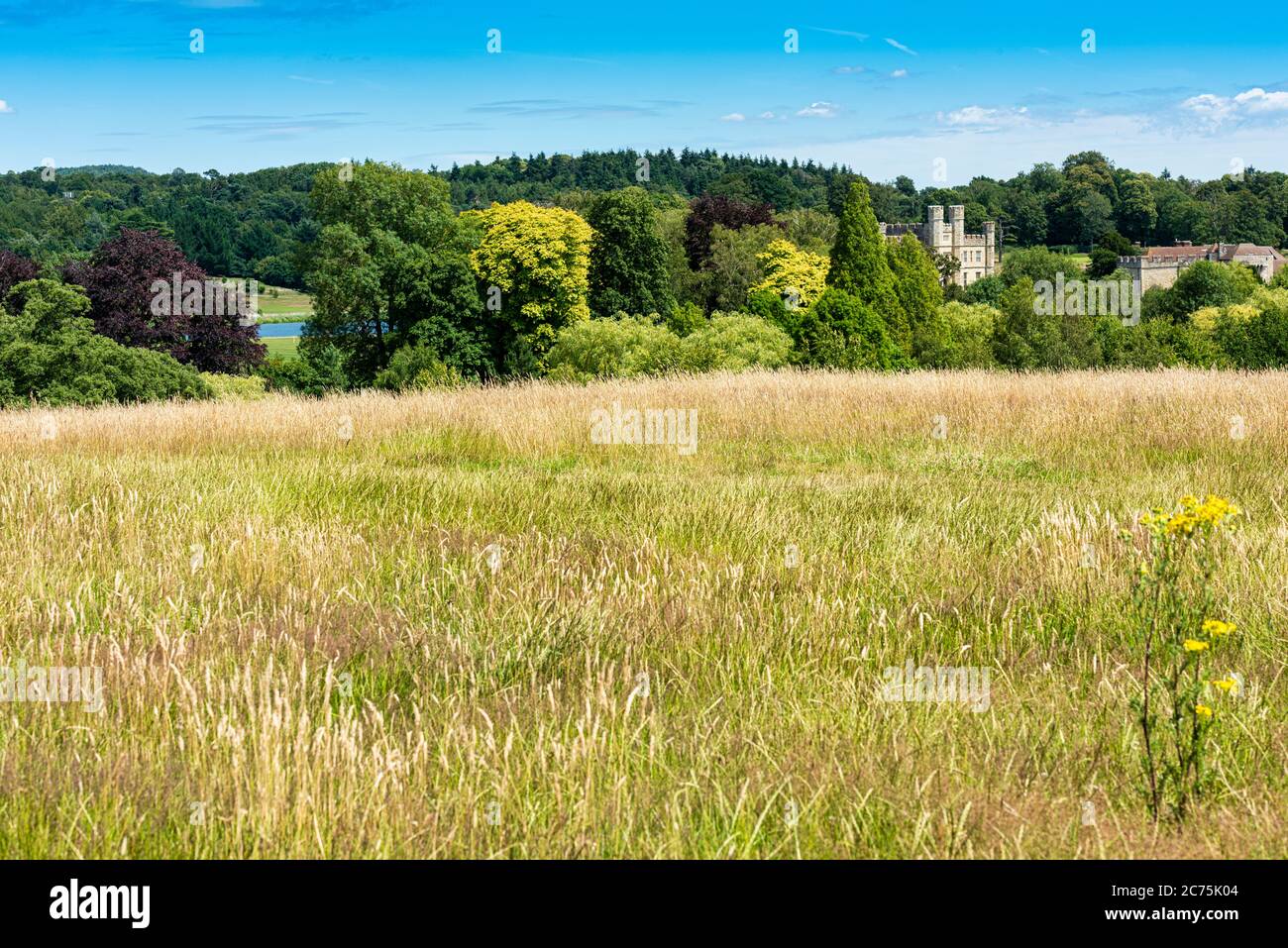 Leeds Castle in Kent, England viewed from a public footpath Stock Photo ...