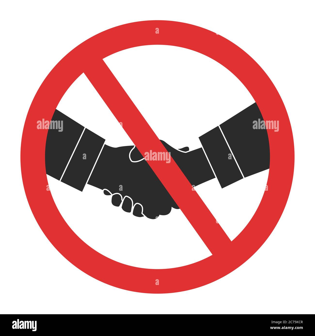 No Handshake icon. Handshake forbidden vector isolated sign. COVID-19 prevention symbol Stock Vector