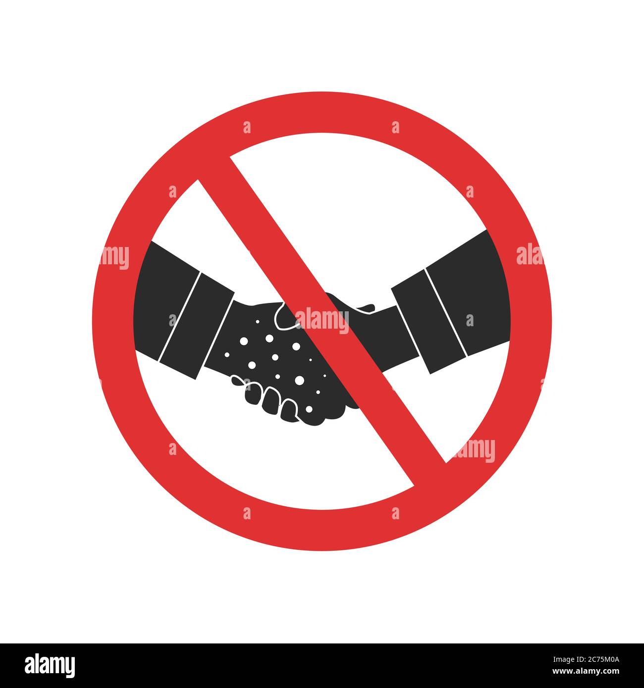 Handshake forbidden vector isolated sign. Shaking hands with infected people is prohibited icon Stock Vector