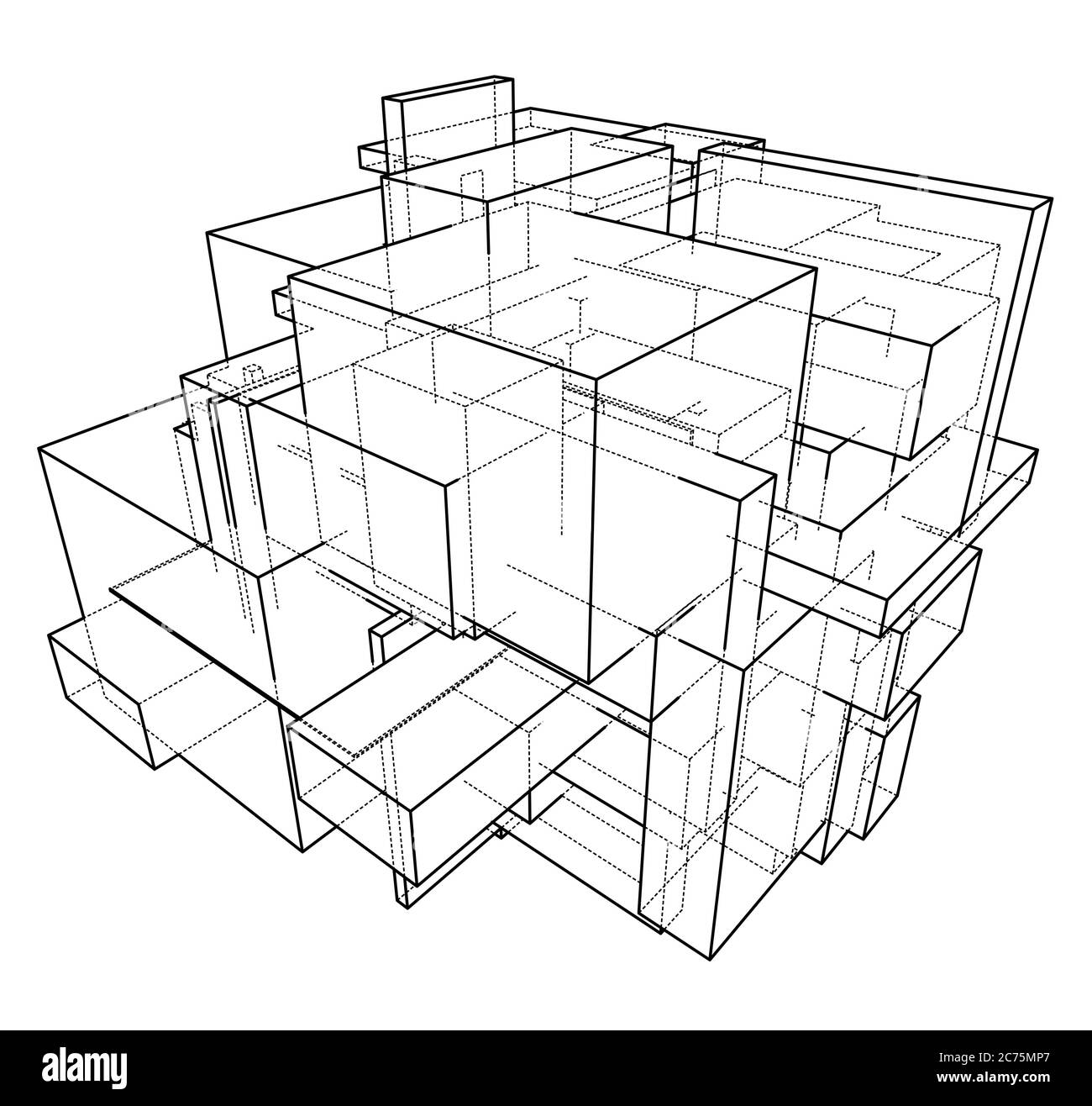 Wireframe File Box Wireframe Boxes. Sketch style Stock Photo - Alamy