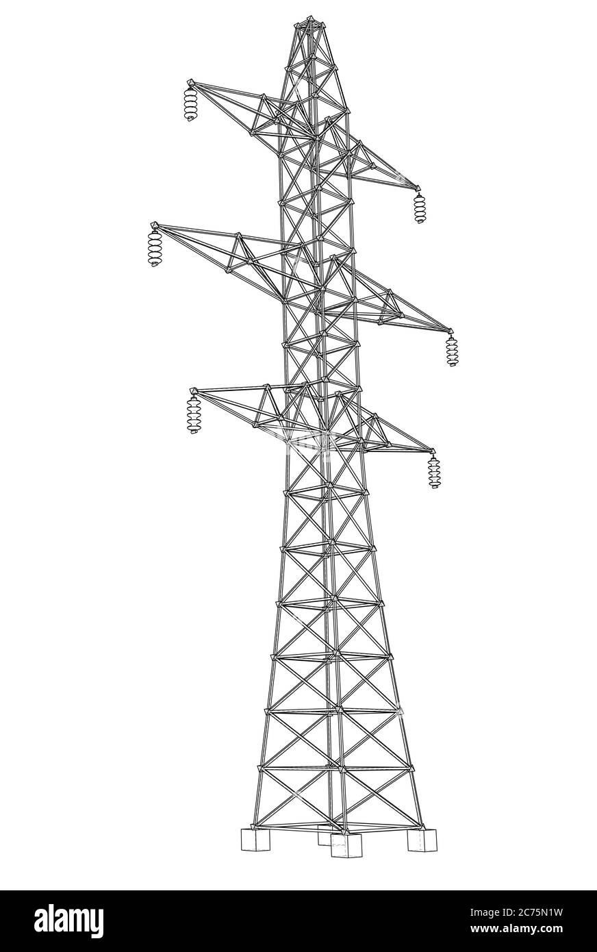 Electric pylon or electric tower concept Stock Photo