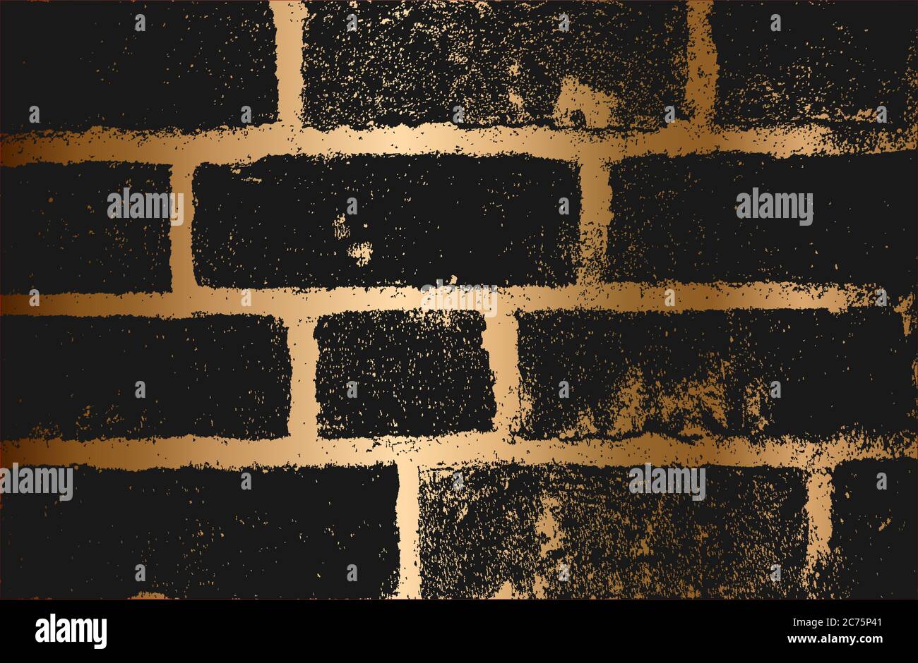 Distress golden old brick wall texture. Black and white grunge