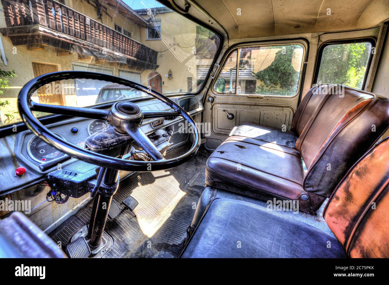 An old interior from an italian truck Stock Photo