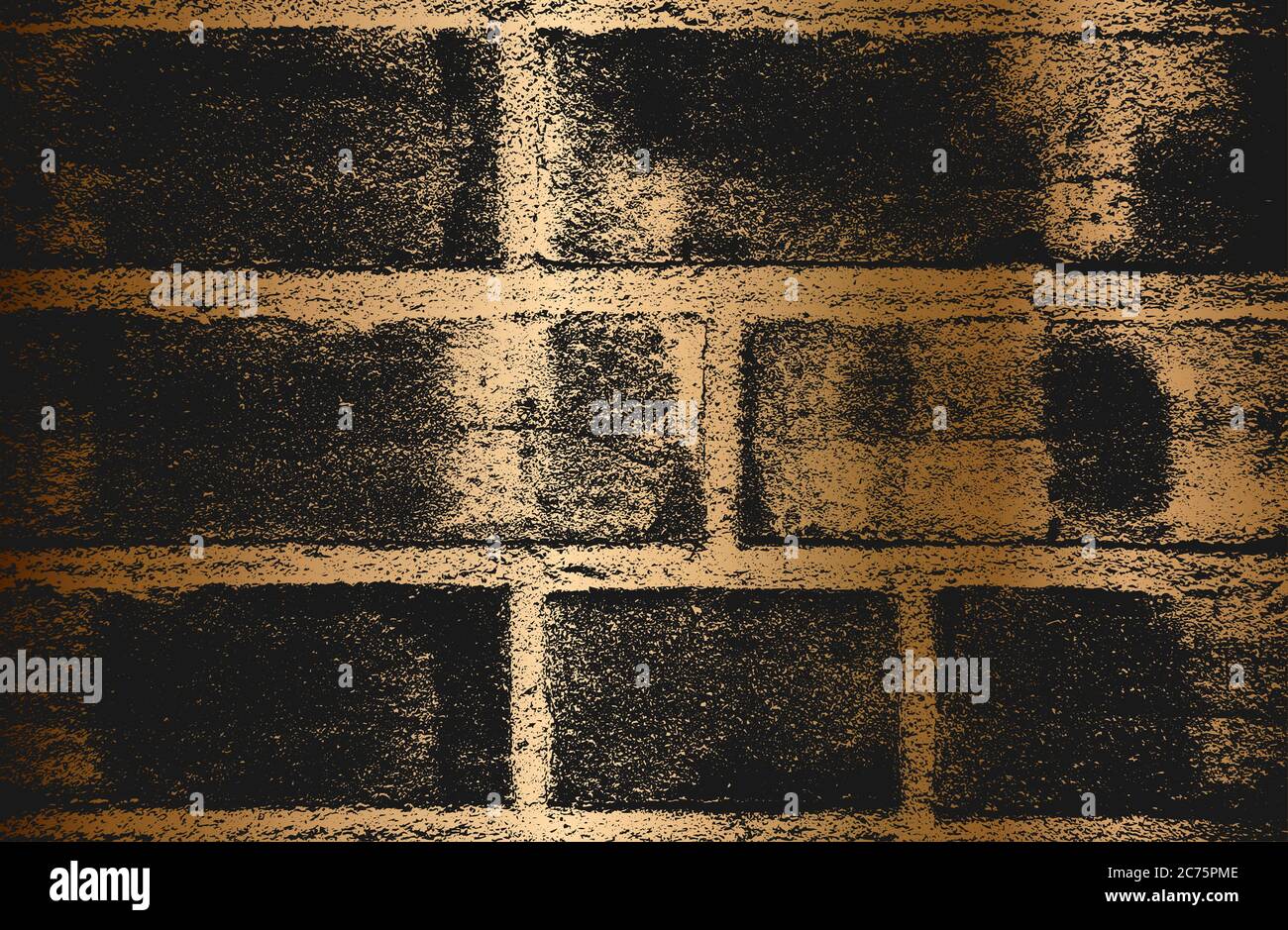 Distress golden old brick wall texture. Black and white grunge