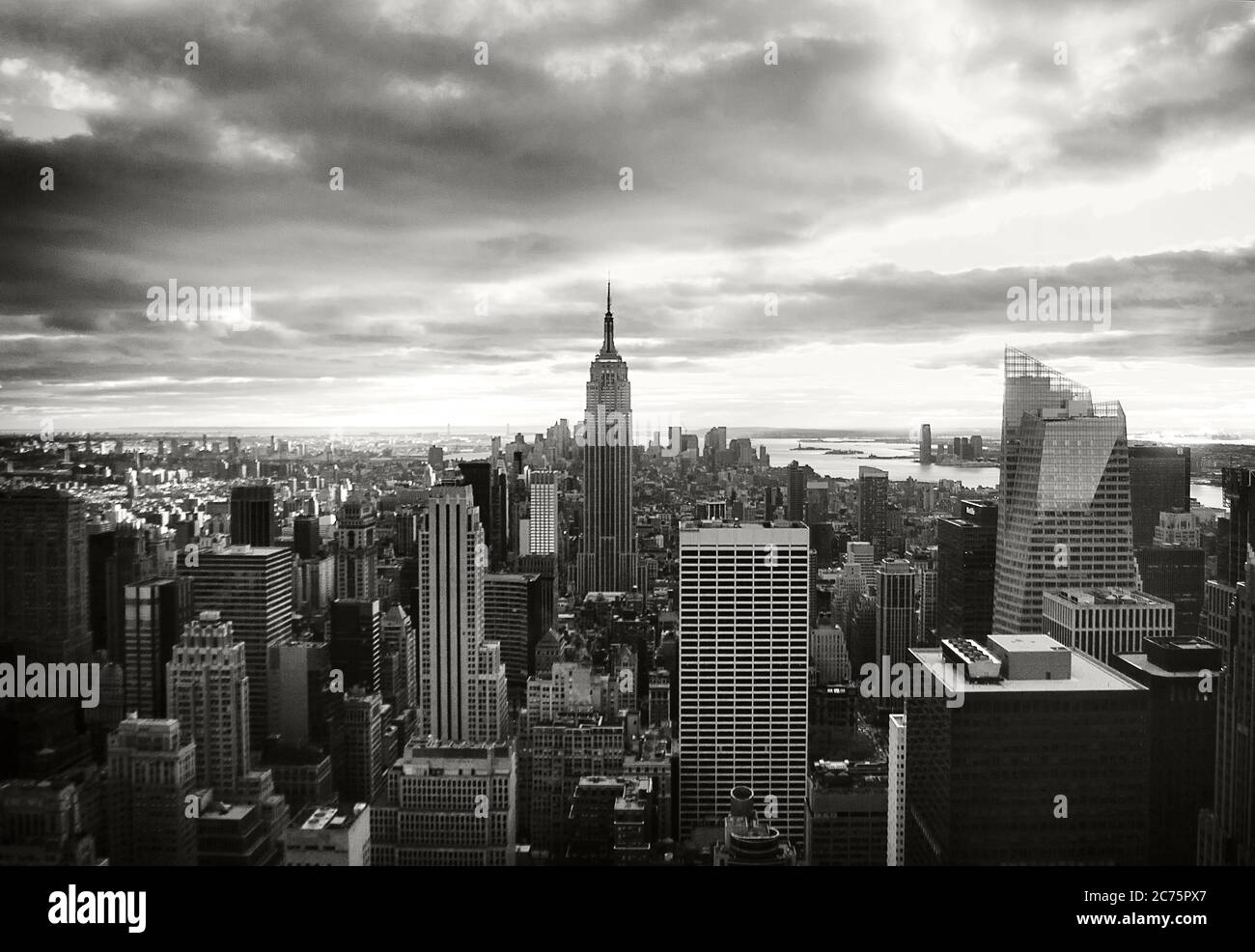 Black and white New York City Skyline at sunset Stock Photo - Alamy