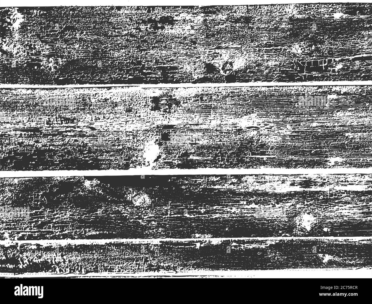 Distress old dry wooden texture. Black and white grunge background. EPS8. Vector illustration with planks Stock Vector