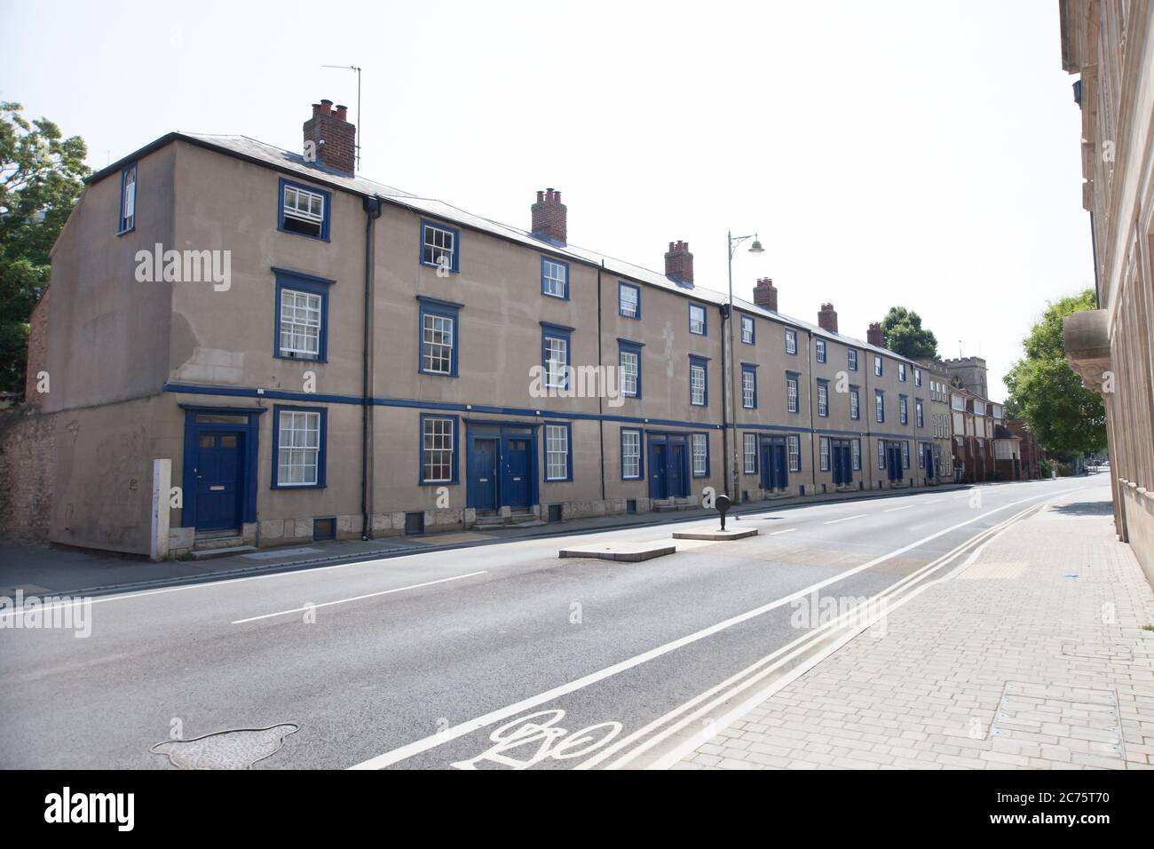 A row of residential properties on the Woodstock Road in Oxford in the UK Stock Photo