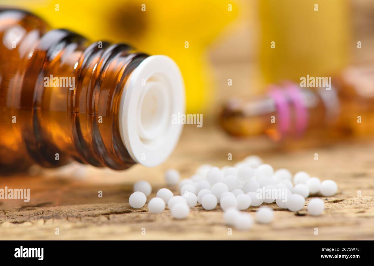 alternative medicine with herbal and homeopathic pills Stock Photo