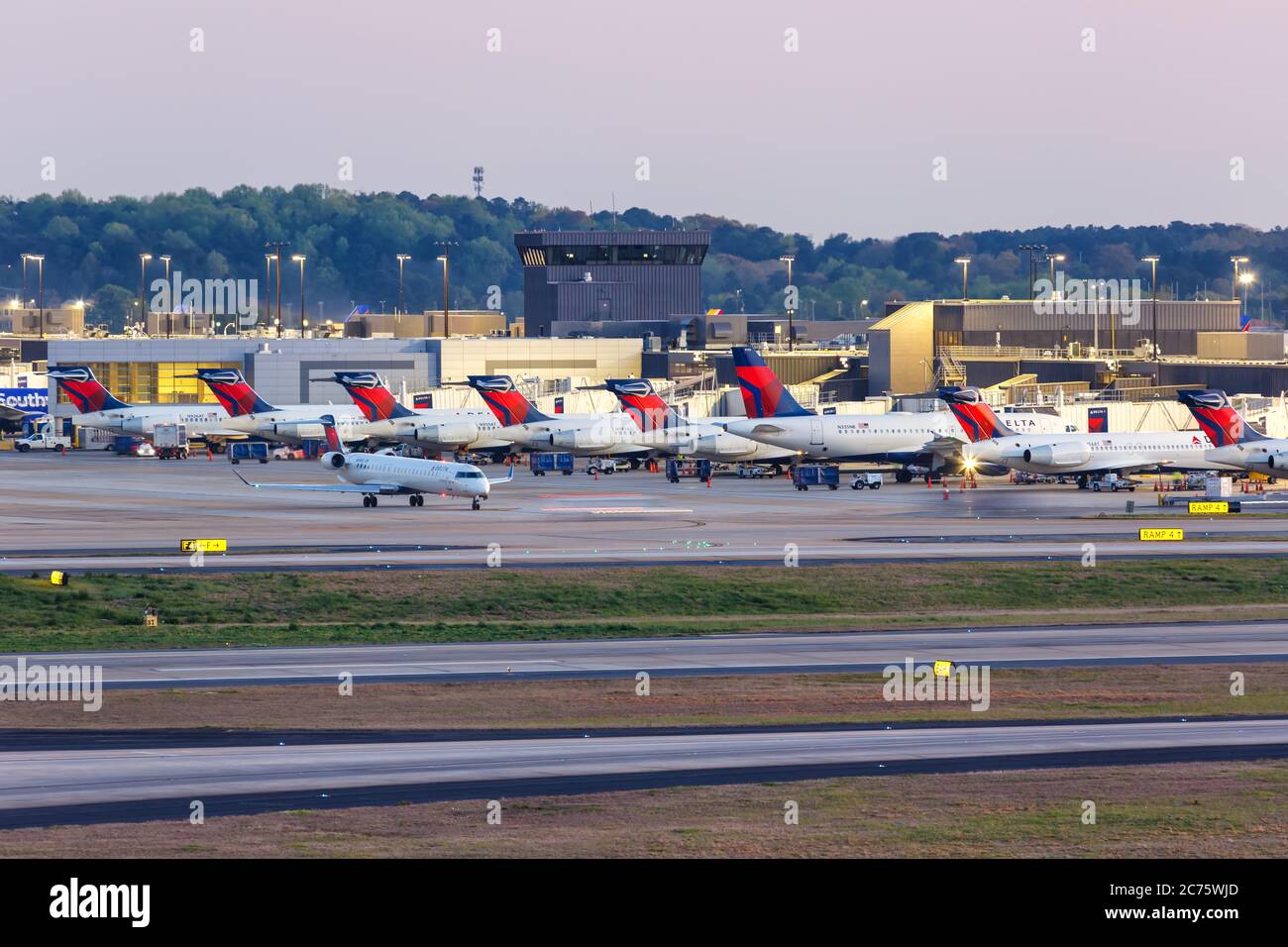 Atlanta, Georgia - April 2, 2019: Delta Air Lines airplanes at Atlanta Airport (ATL) in Georgia. Stock Photo