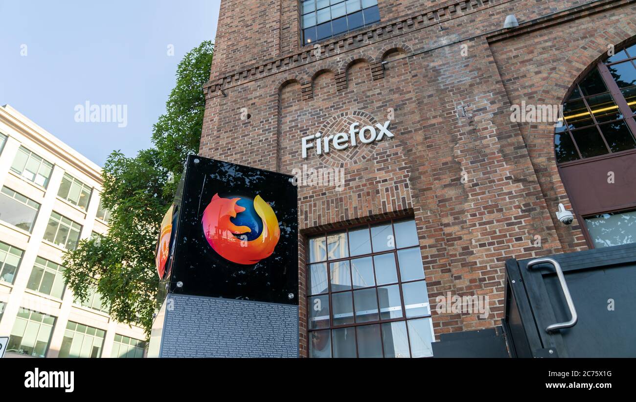 San Francisco, CA, USA - August 2019: Mozilla sign on downtown office ...