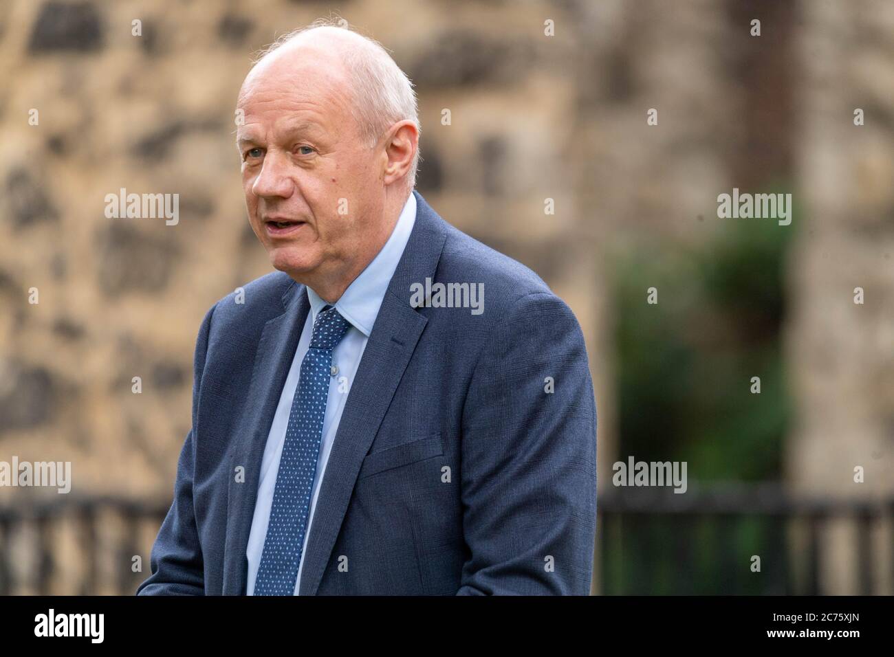 London, UK. 14th July, 2020. MP's in Westminster Damian Green Conservative MP for Ashford being interviewed on College Green, Westminster London Credit: Ian Davidson/Alamy Live News Stock Photo