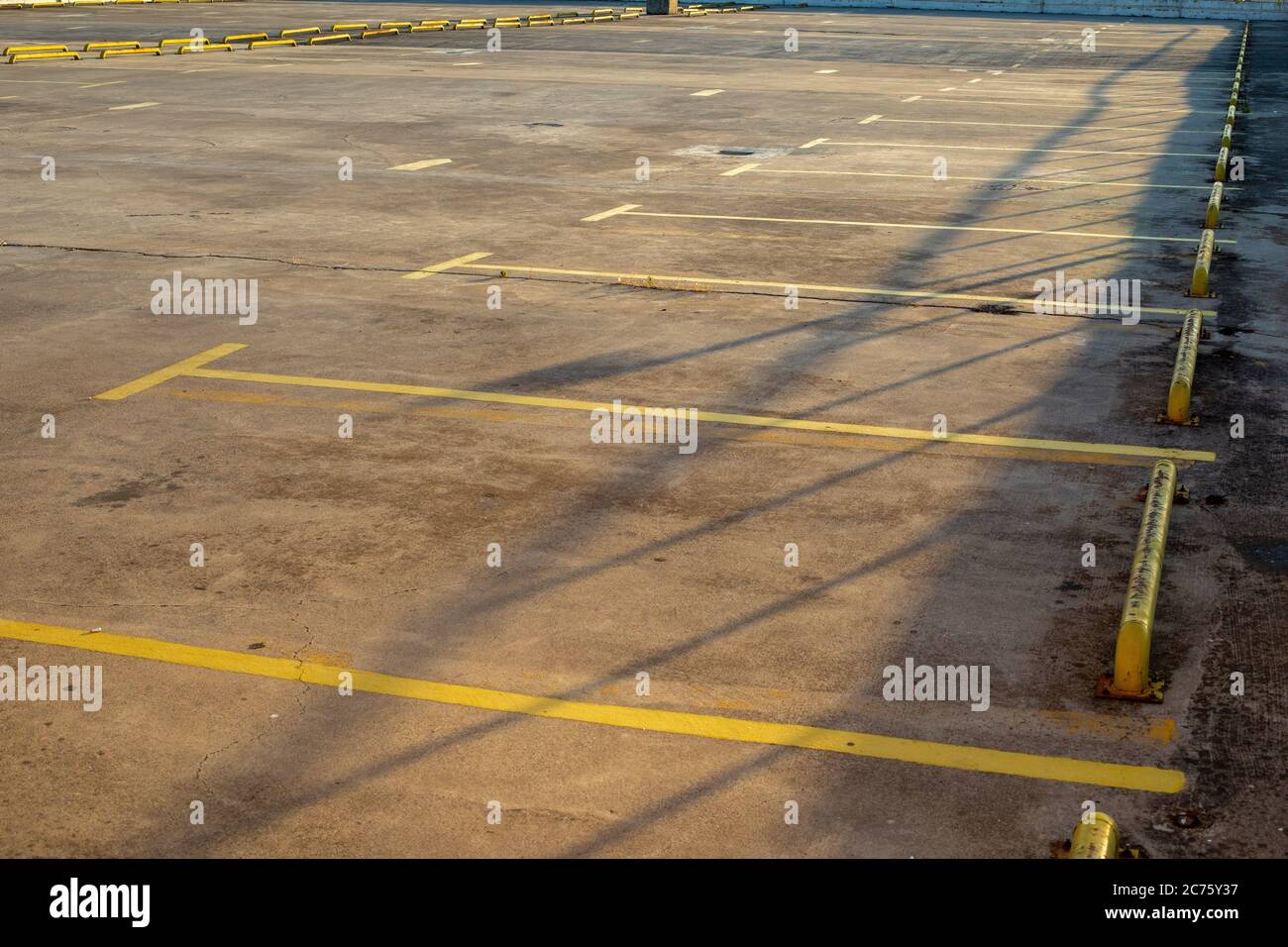 Empty open area parking on a multi-storey car parking area Stock Photo