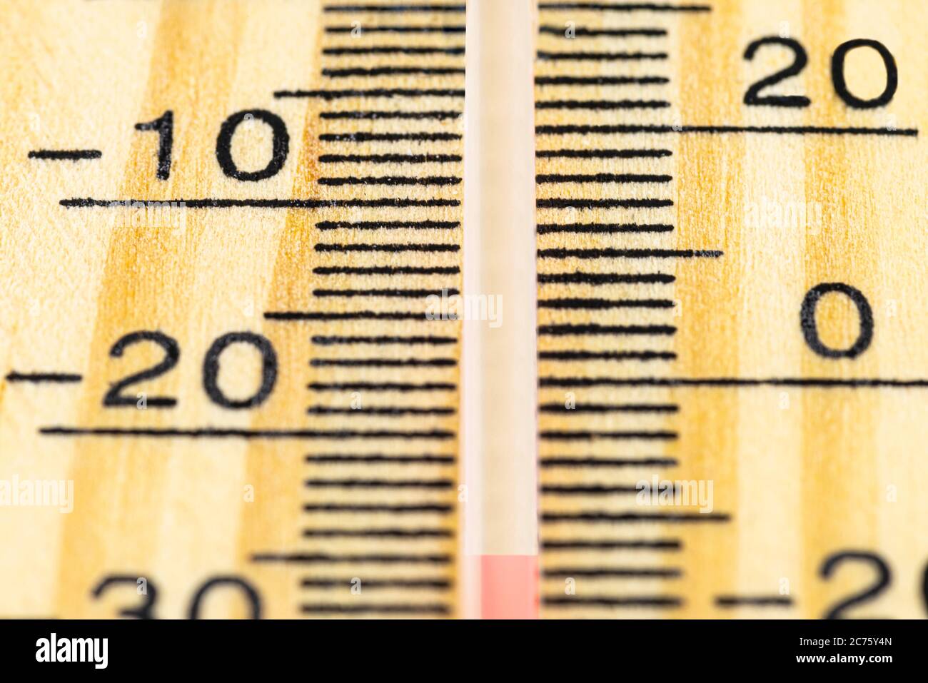 A macro shot of a classic wooden thermometer showing a temperature -25  degrees Celsius, -13 degrees Fahrenheit Stock Photo - Alamy