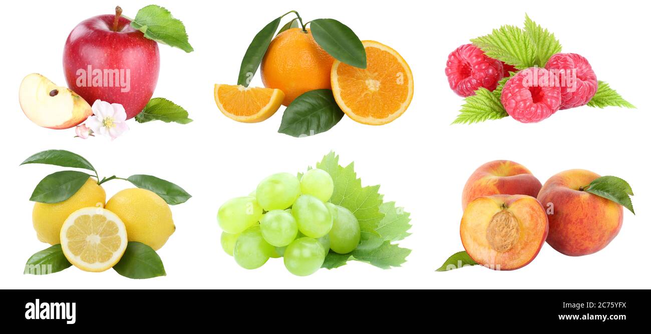 Food collection fruits apple orange grapes apples oranges peach fresh ...