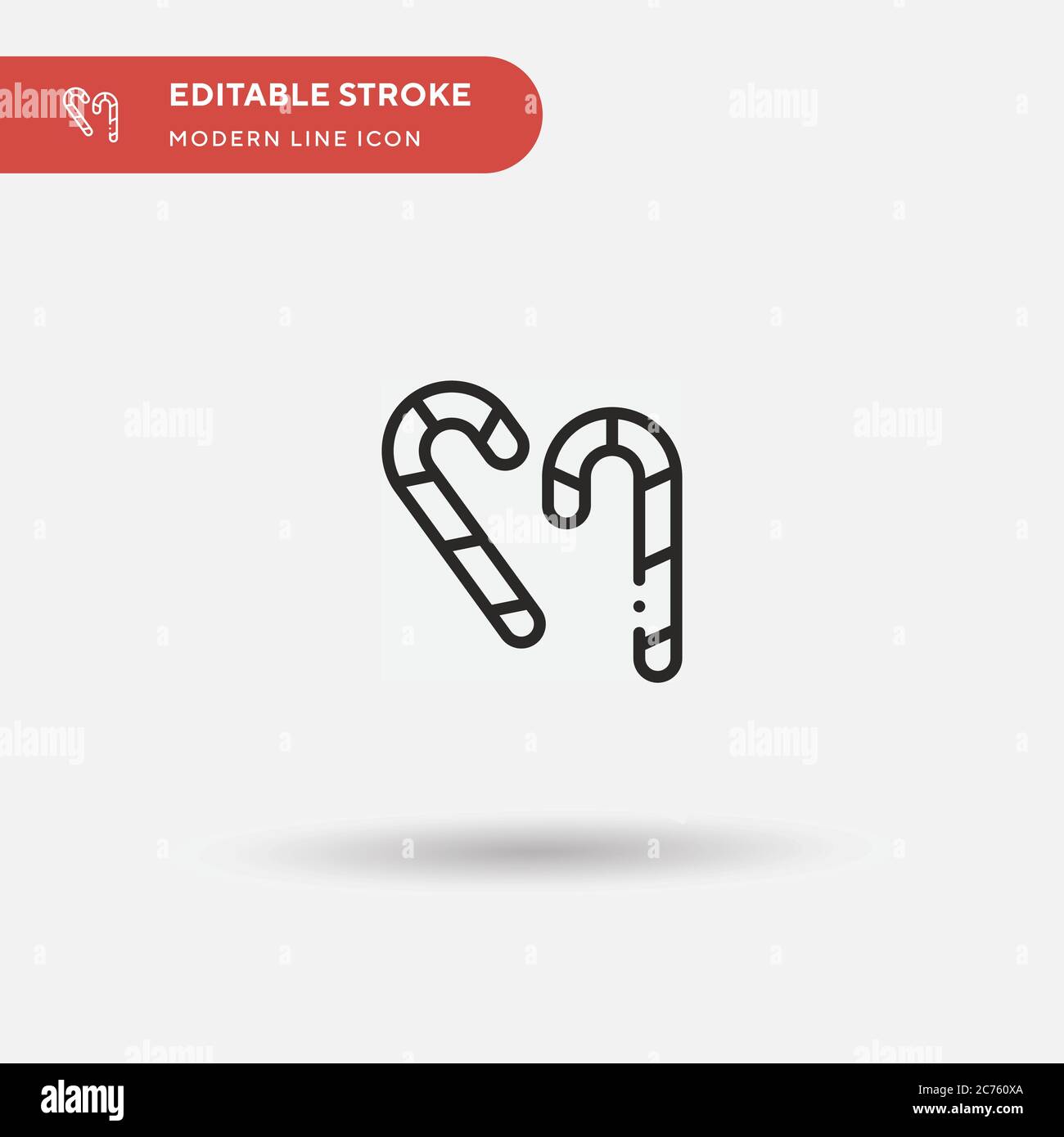 Candy Cane Simple vector icon. Illustration symbol design template for ...