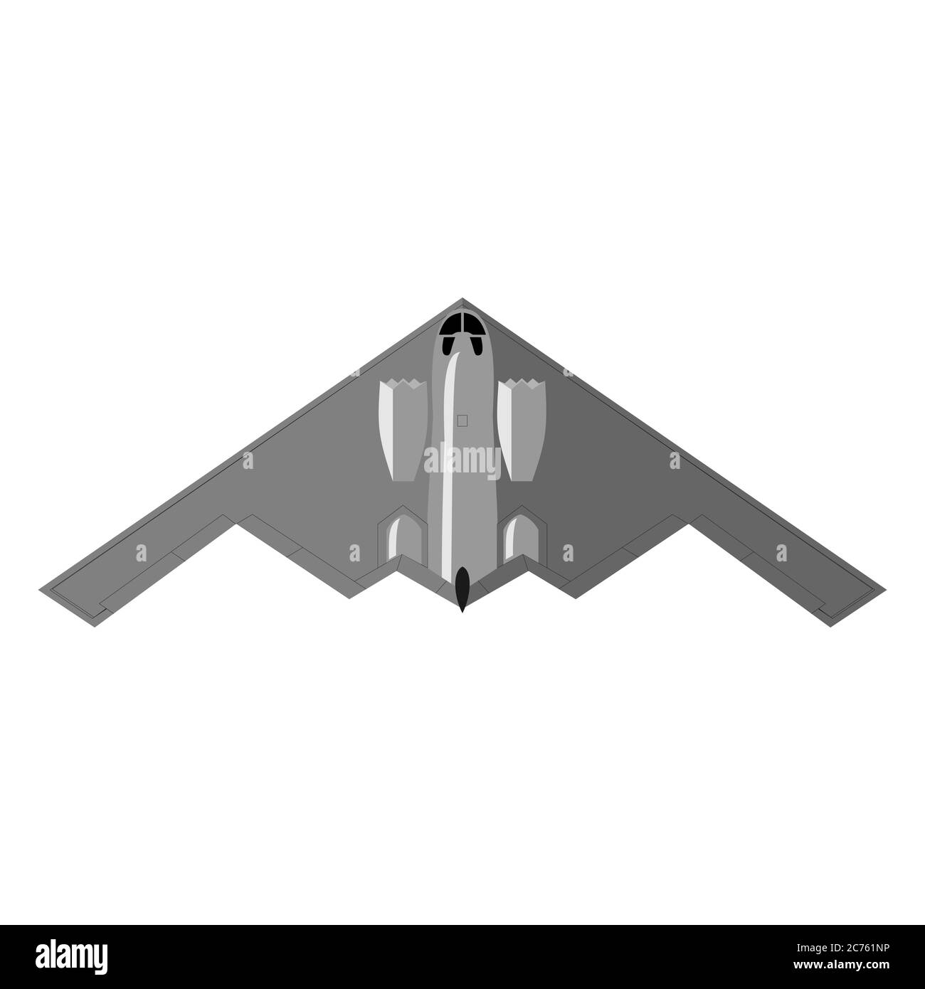Stealth bomber icon in flat color style. Aircraft military attack avionics anti radar Stock Vector
