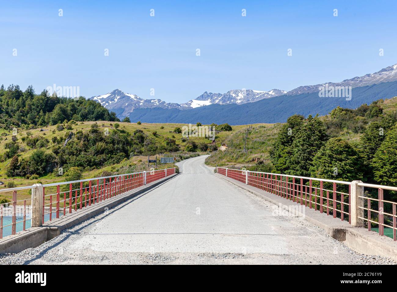Bridge over El Engaño River, Carretera Austral - Chile Chico, Aysén, Chile Stock Photo