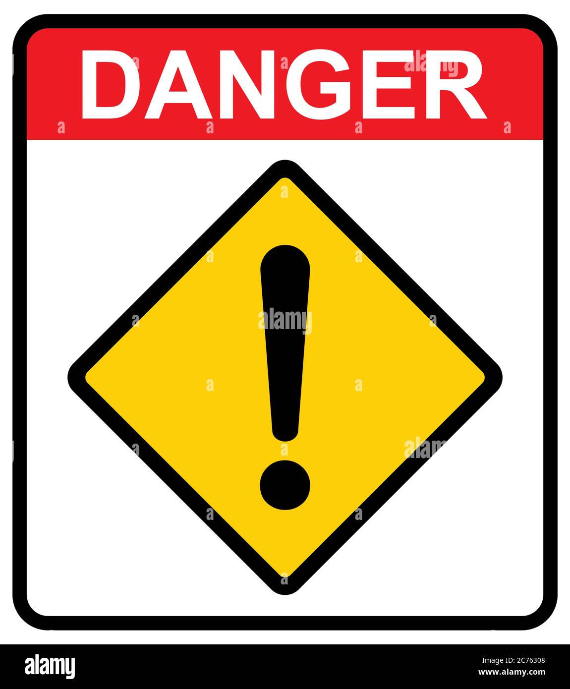 Exclamation mark flat design icon vector. Hazard warning attention sign ...