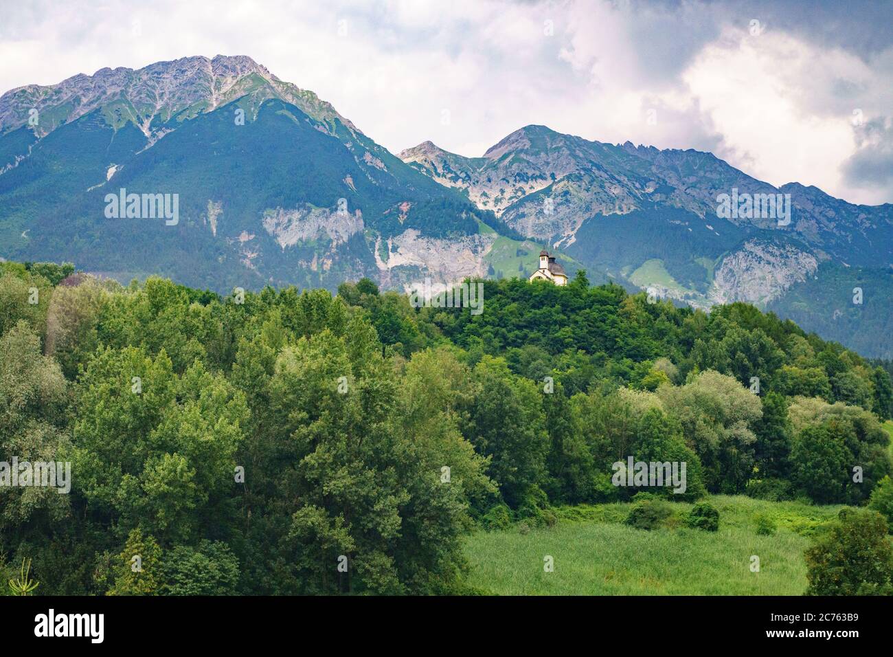 Church, Tyrol Mountains, Austrian Alps Stock Photo