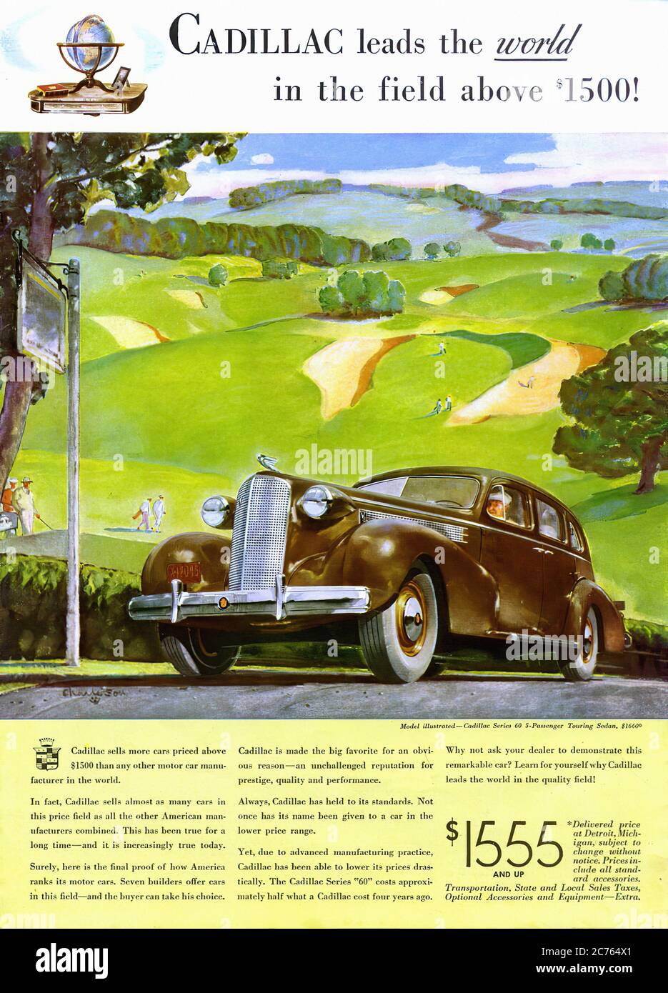 Cadillac   From 1937 - Vintage car advertising Stock Photo
