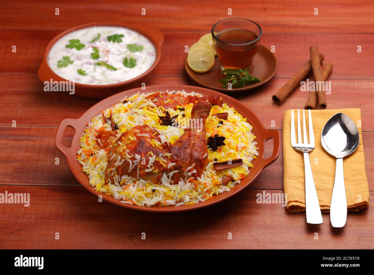 Chicken biryani ,Tandoori chicken biryani with basmathi rice and raita