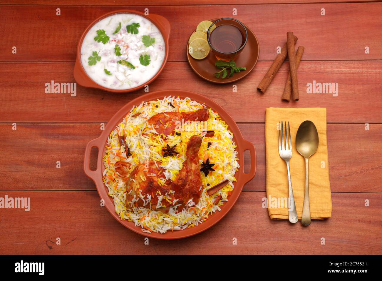 Chicken biryani ,Tandoori chicken biryani with basmathi rice and raita
