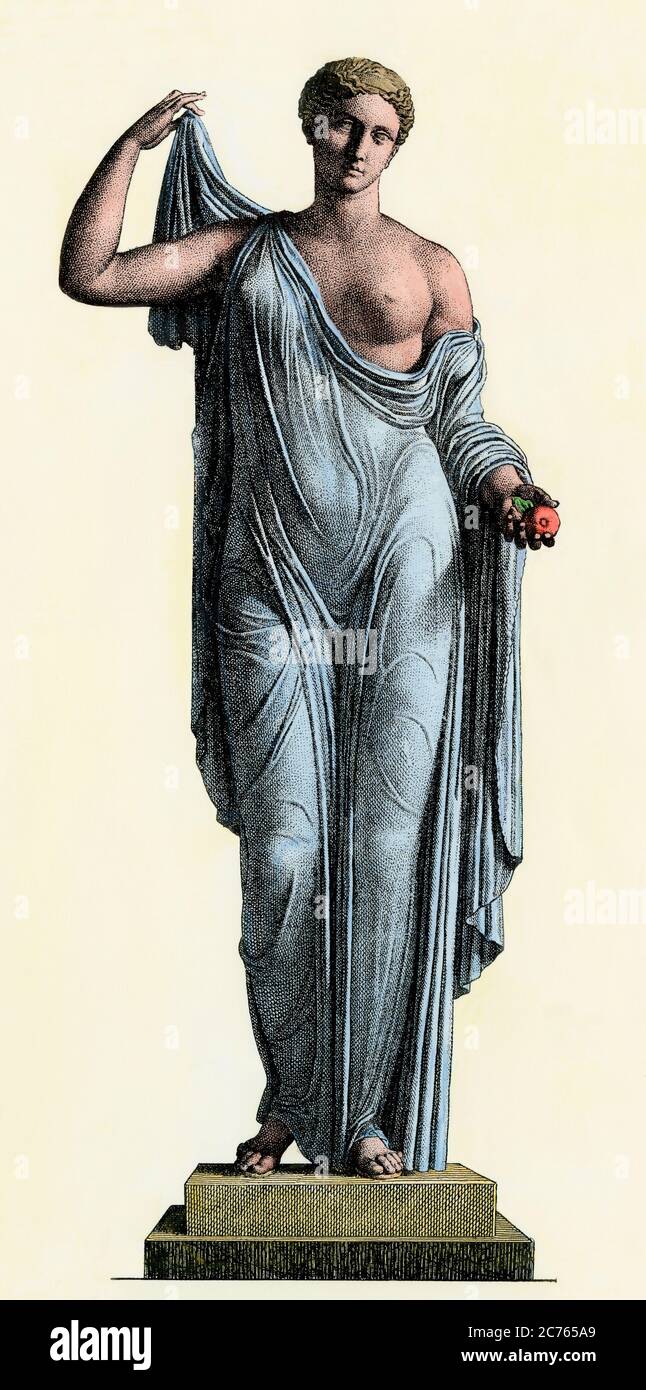 Roman goddess Venus. Hand-colored woodcut Stock Photo