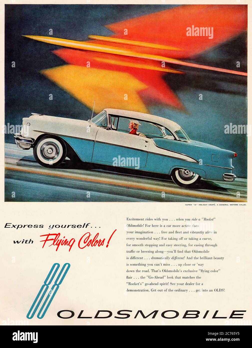 Oldsmobile   From 1955 - Vintage car advertising Stock Photo