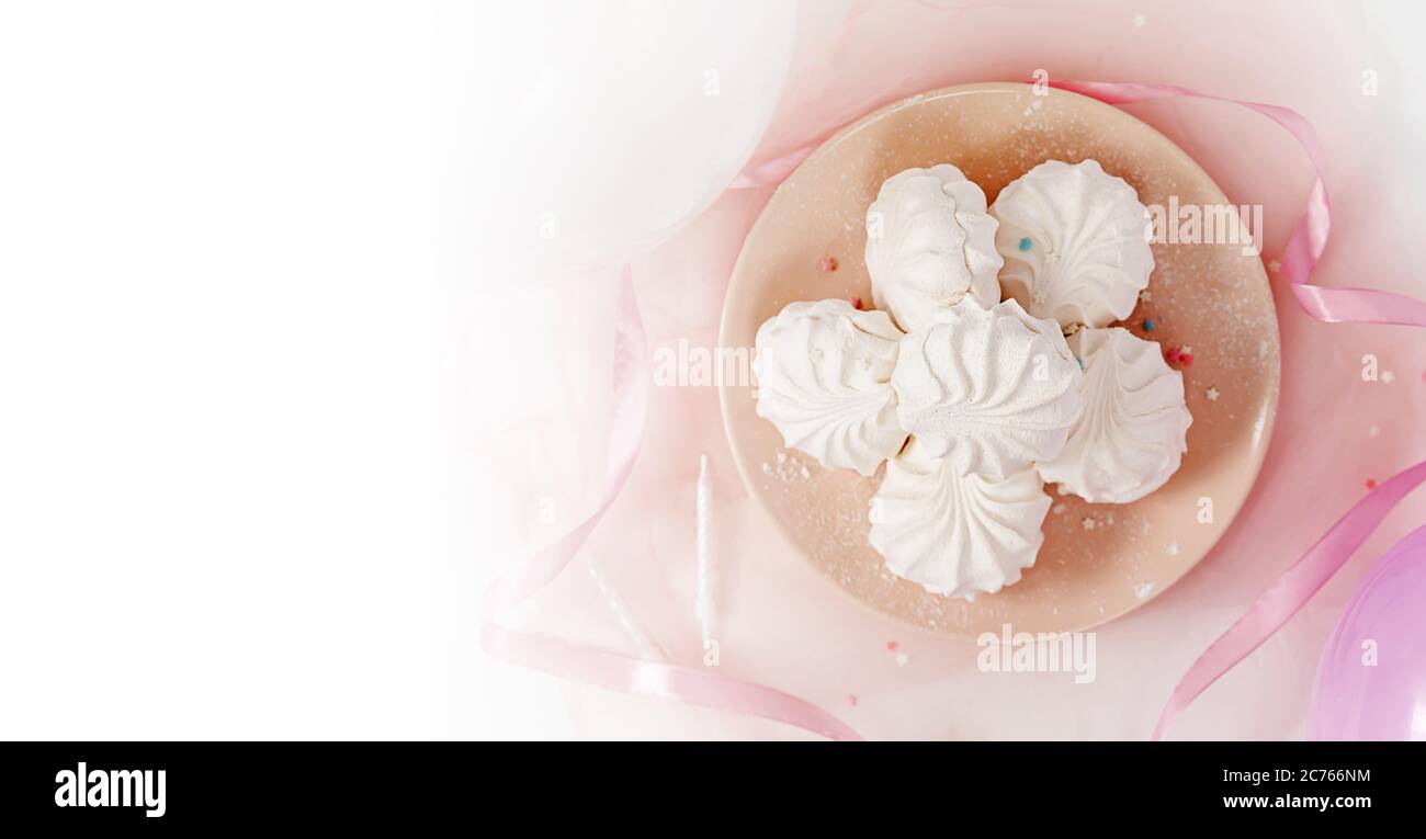 Tasty candy bar with white marshmallow for Birthday party Stock Photo