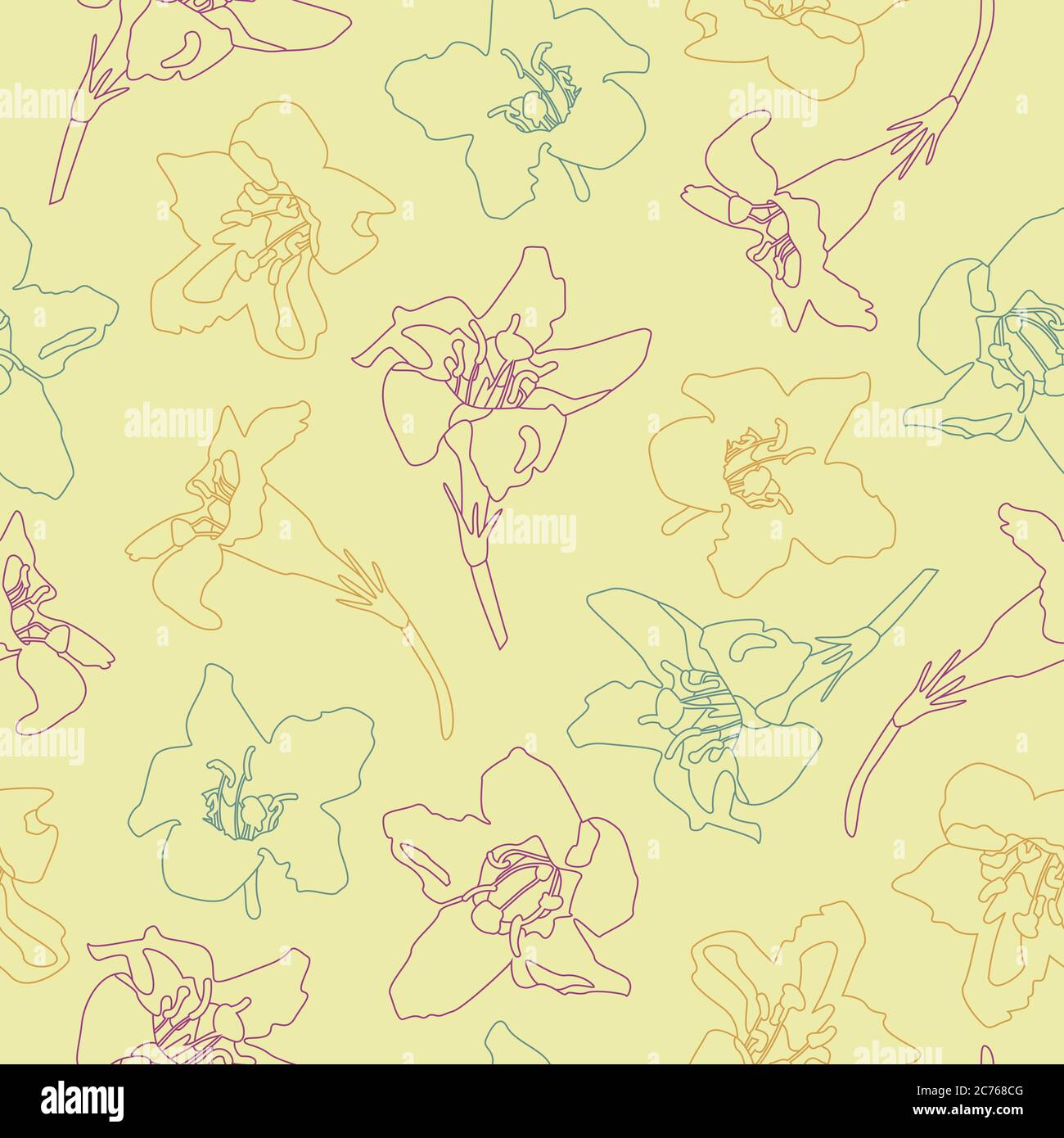 Seamless pattern of abstract flowers and herbs on a light background. Abstract botanical vector illustration. Perfect design for textile or print. Stock Vector
