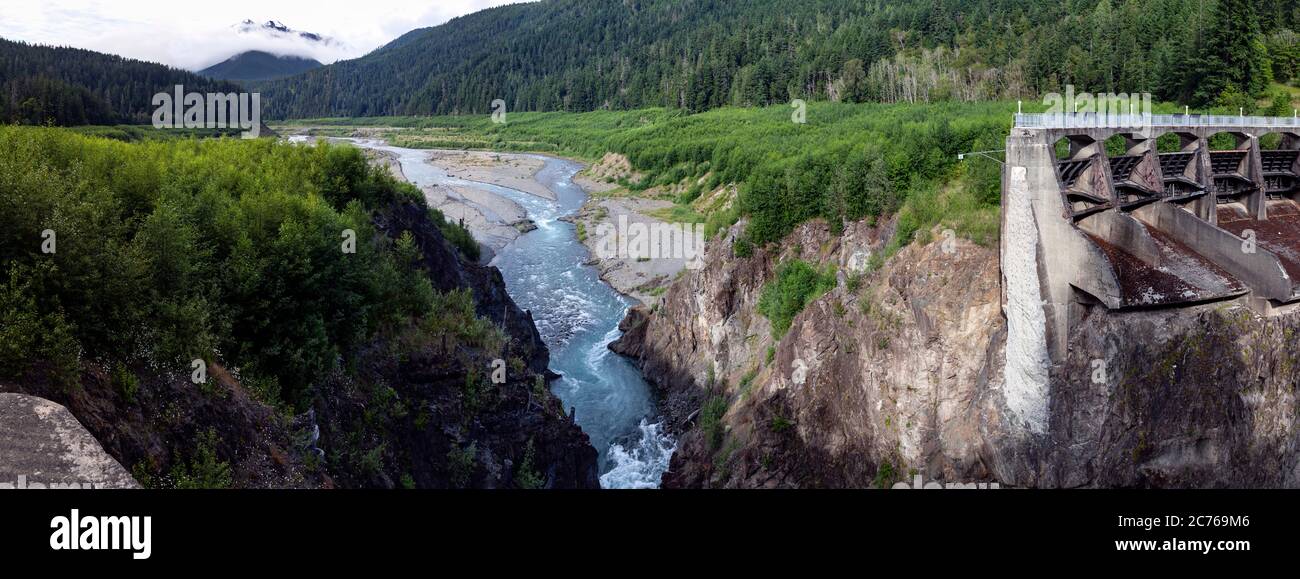 WA17490-00....WASHINGTON  - Remains of the Glines Canyon Dam that at one time blocked the Elwha River. Stock Photo