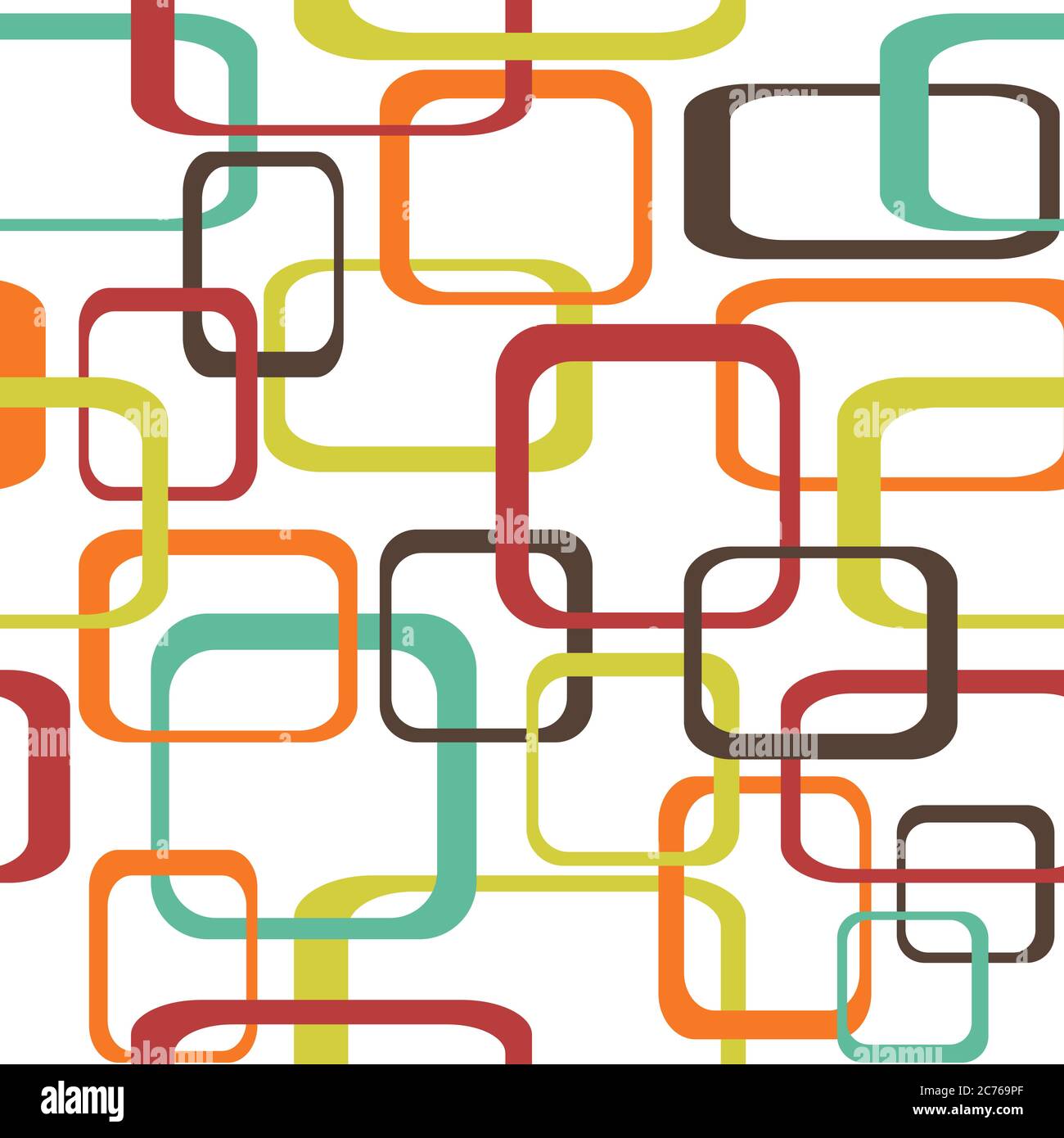 Retro seamless color vector pattern background with squares - rounded ...