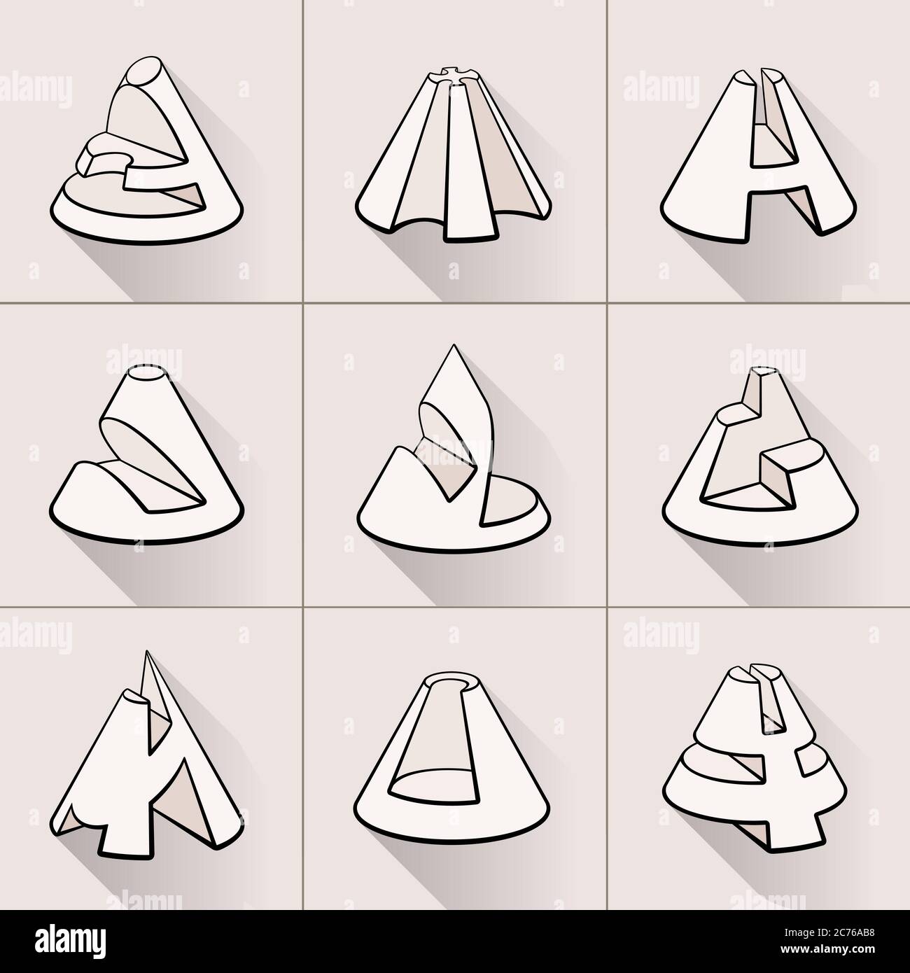 Set of 3D geometric shapes cone designs Stock Vector Image & Art Alamy