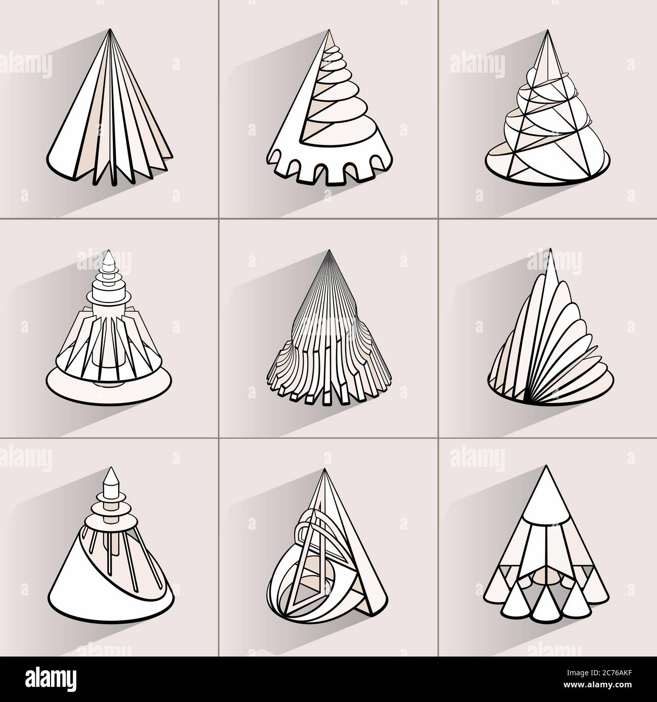 Set of 3D geometric shapes cone designs Stock Vector Image & Art Alamy