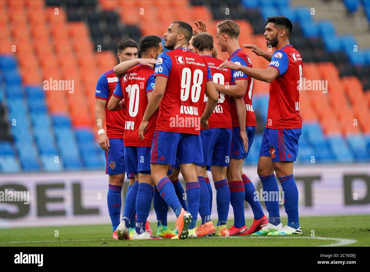 Players of FC Basel celebrate Fabian Freis goal during the Super League football match between FC Basel 1893 and FC Zuerich