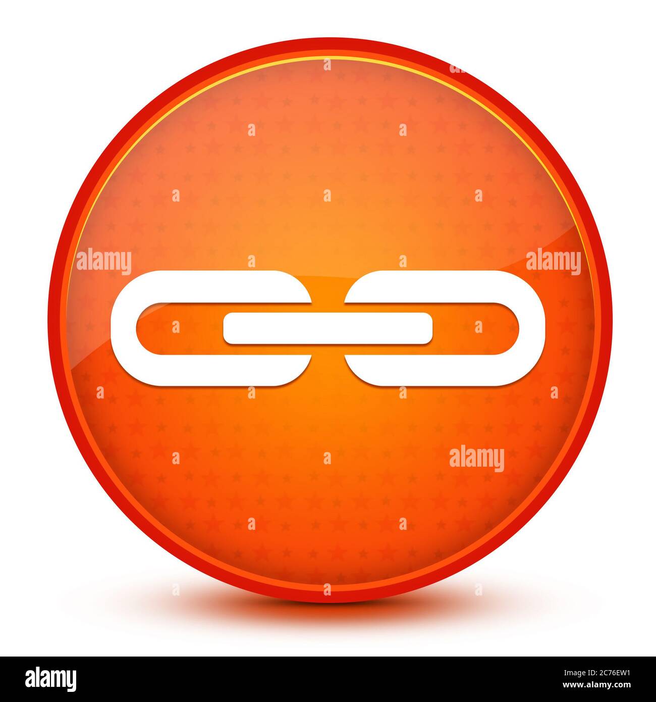 Link icon isolated on glossy star orange round button abstract illustration Stock Photo