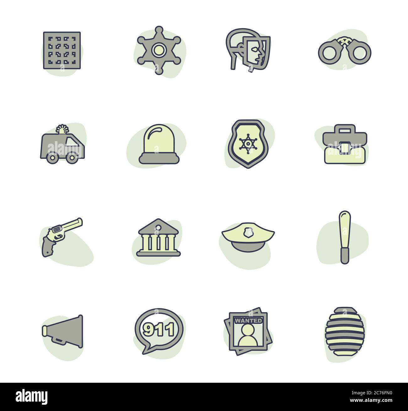 Police icons set Stock Vector