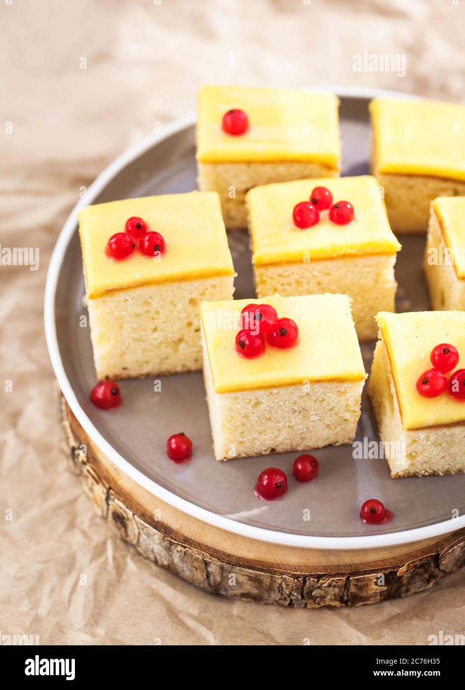 Cream cheese butter coffeecake with lemon curd icing Stock Photo Alamy
