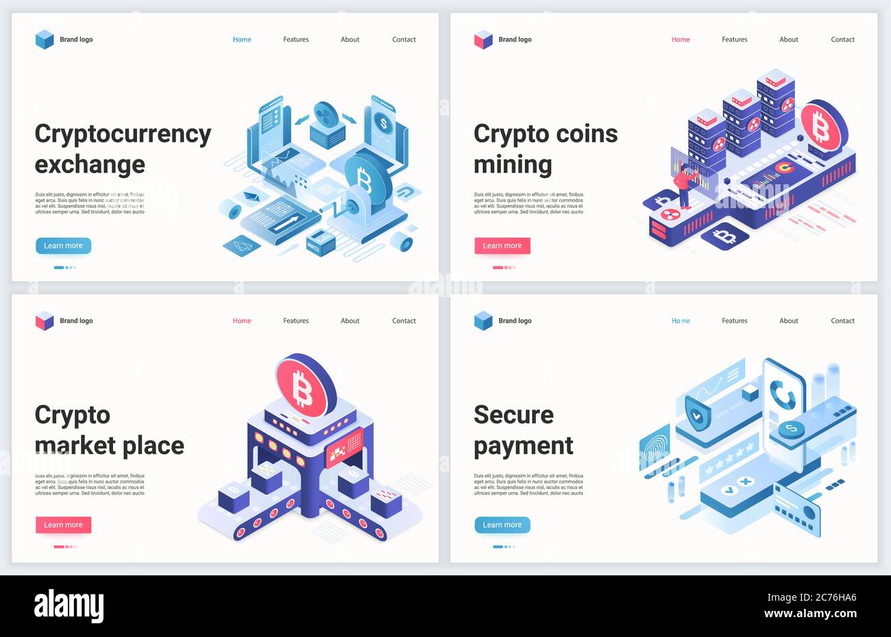Isometric cryptocurrency blockchain technology vector illustration.  Creative concept banner set, website design with cartoon 3d investment in  crypto currency mining farm, exchange in crypto market Stock Vector Image &  Art - Alamy