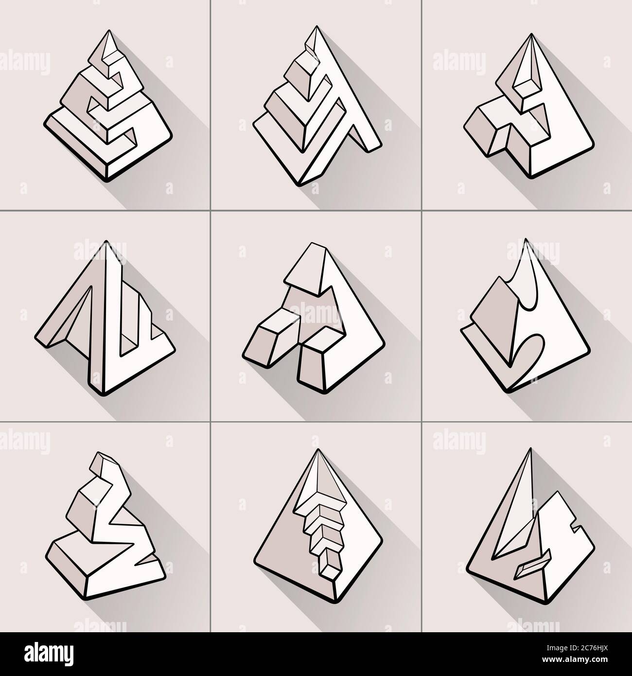 Set of geometric shapes pyramid designs Stock Image & - Alamy