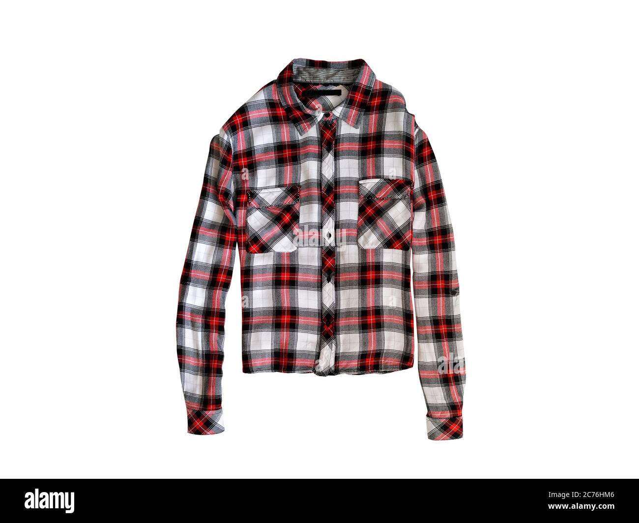 Red and white checkered shirt. White background. Isolate Stock Photo