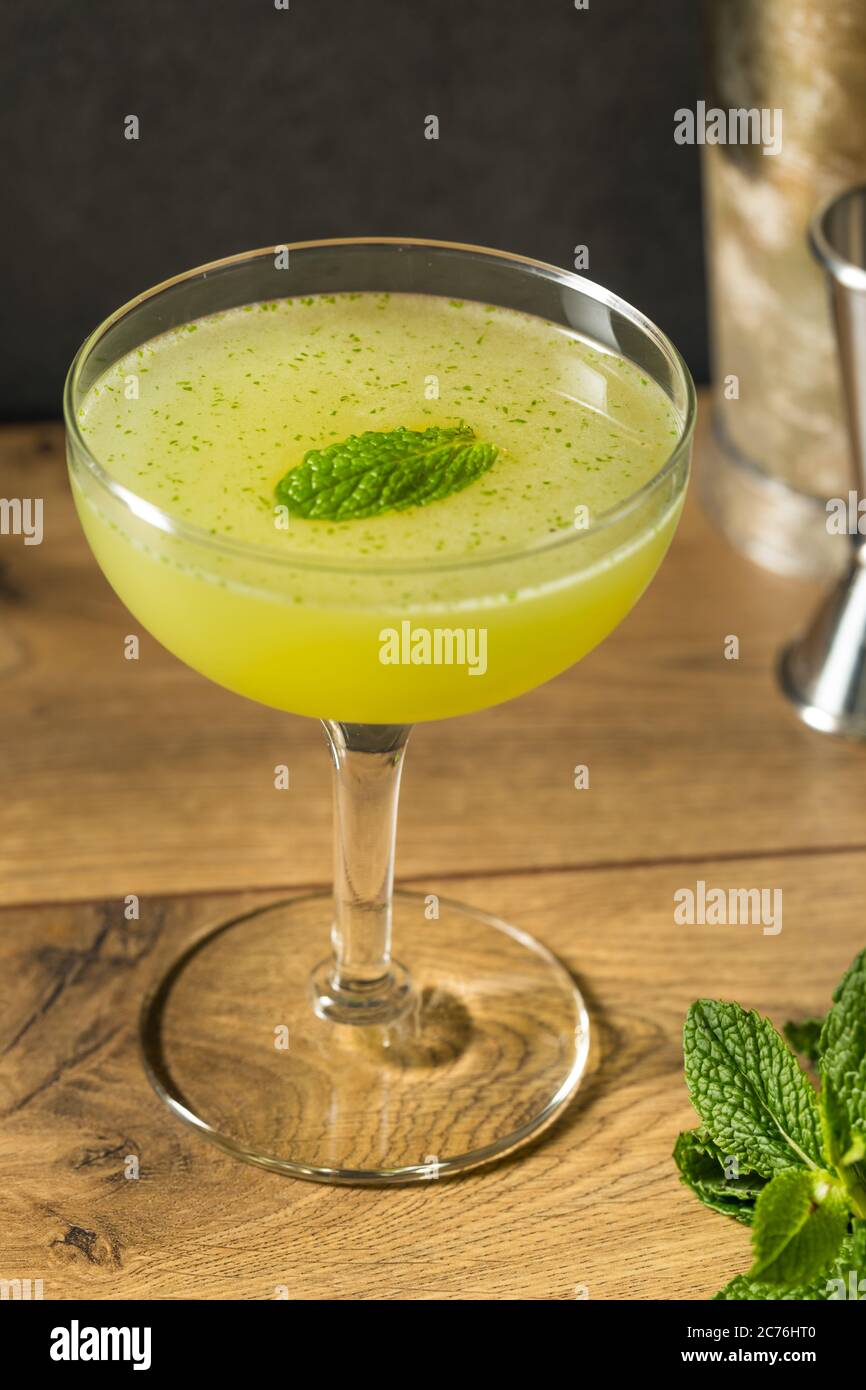 Homemade Refreshing Southside Mint Cocktail with Gin and Lime Stock