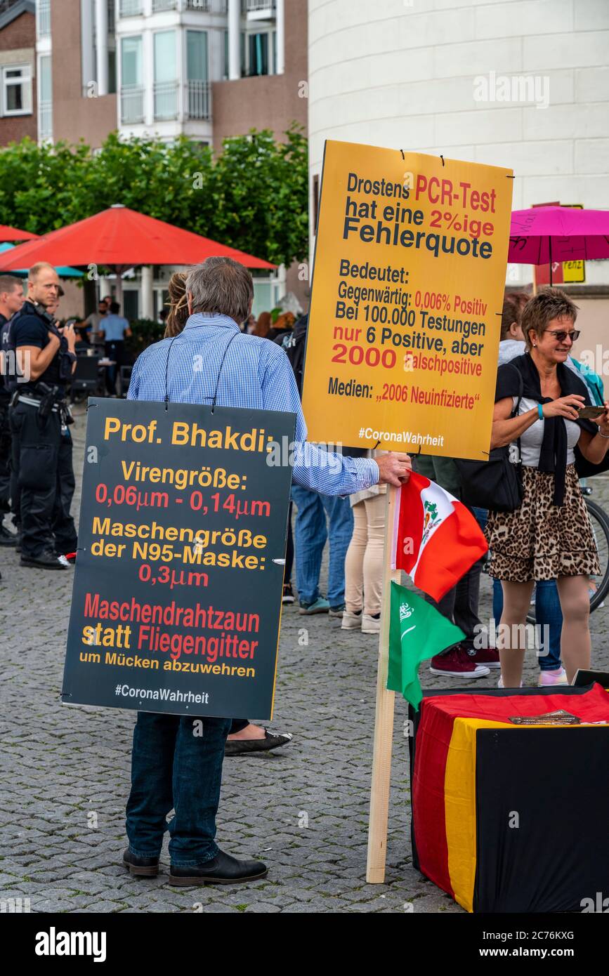 Demonstration against corona measures, compulsory masks, etc., in Düsseldorf Germany, Stock Photo
