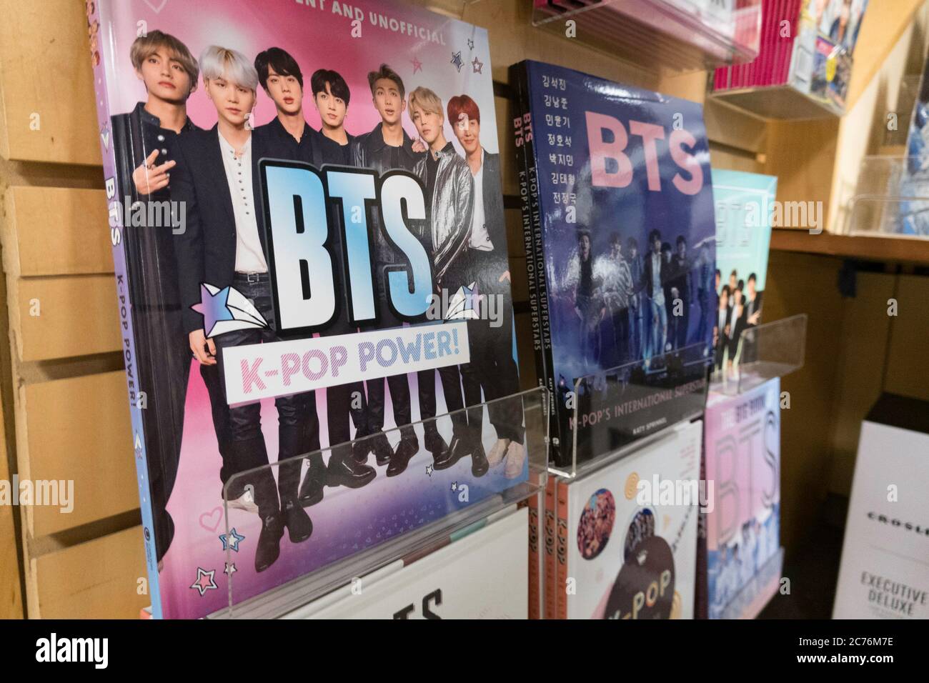 K-Pop Korean Boy Band collectibles on sale, NYC Stock Photo