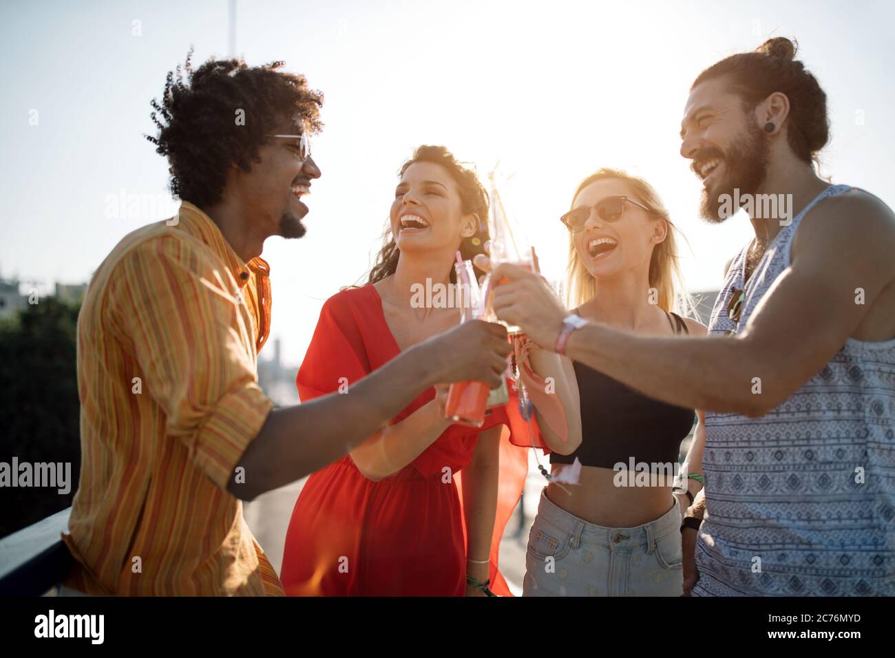 Cheerful friends hanging out hi-res stock photography and images - Alamy