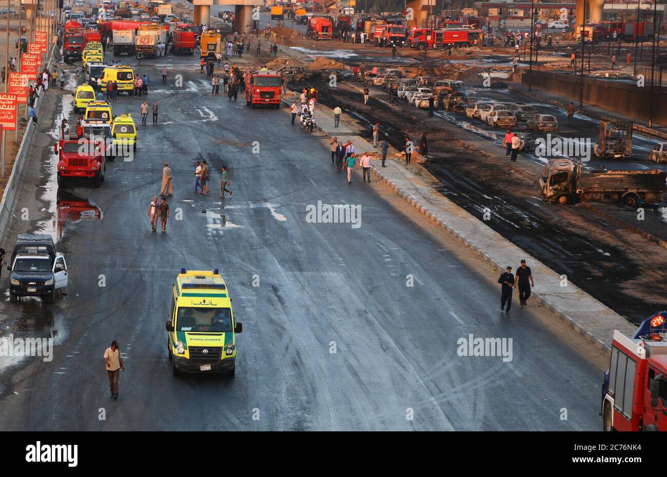 Cairo, Egypt. 14th July, 2020. People work at the site of a crude oil ...