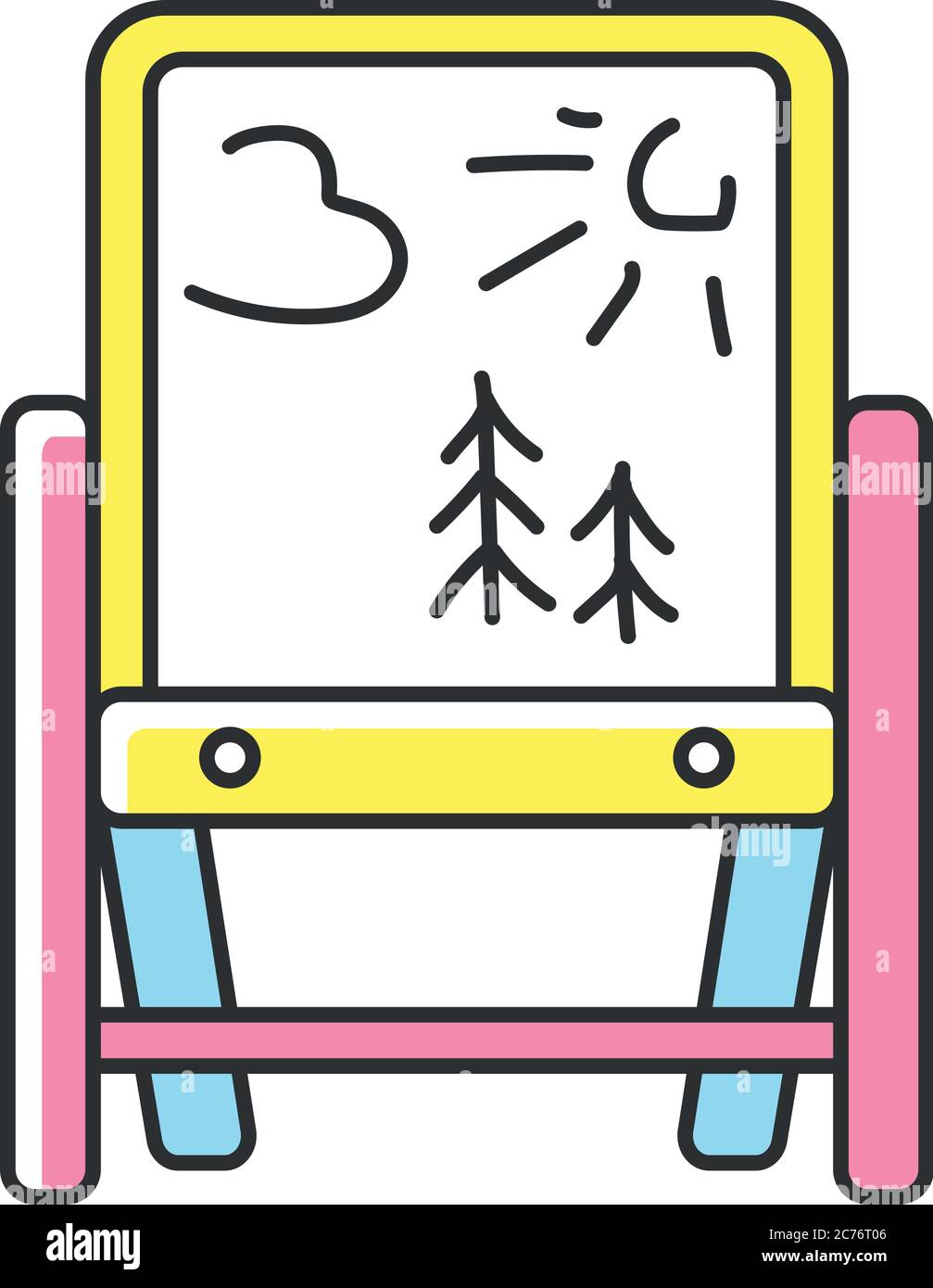 Coloring Page Easel Illustration Children Stock Illustration