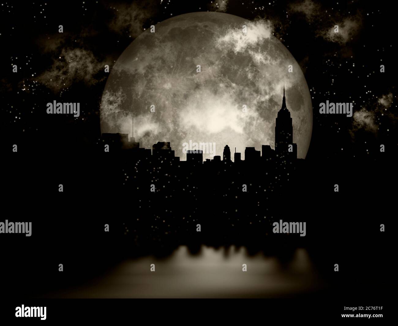Full moon night city Stock Photo - Alamy